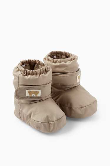 Unisex - Ursuleț de pluș - botoșei bebeluși - căptușiți - taupe