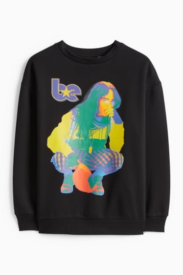 Copii - Fete - Billie Eilish - bluză de molton - negru