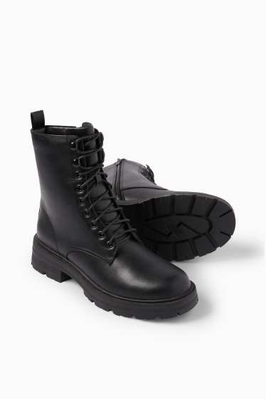 Femei - Botine - imitație de piele - negru
