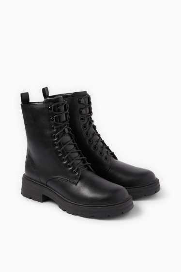 Femei - Botine - imitație de piele - negru
