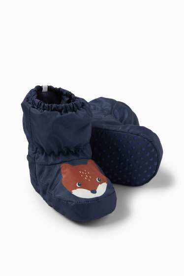 Unisex - Fox - baby booties - lined - dark blue