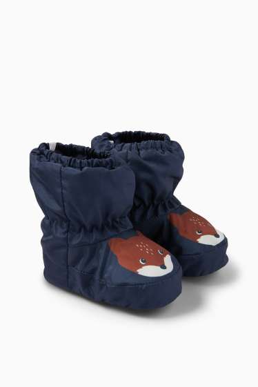 Unisex - Fox - baby booties - lined - dark blue