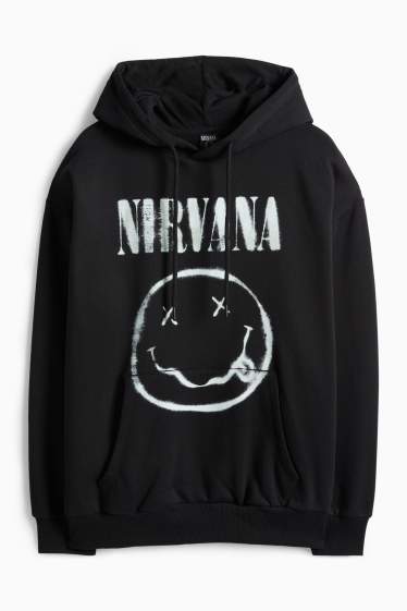 Bărbați - Hanorac supradimensionat - Nirvana - negru