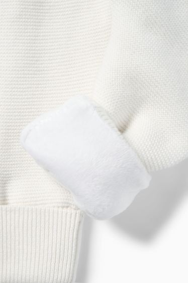 Unisex - Colanți tricotați bebeluși - căptușiți cu pluș - reiați - alb