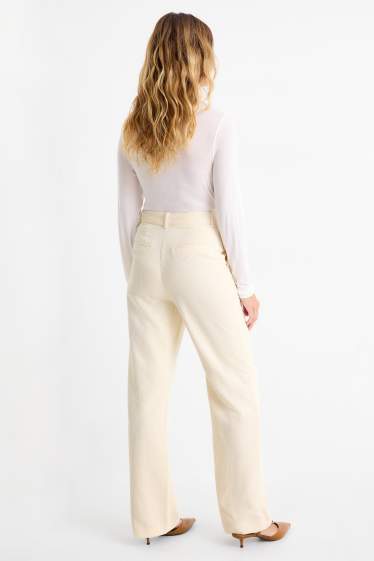 Femei - Pantaloni office - talie înaltă - regular fit - alb-crem