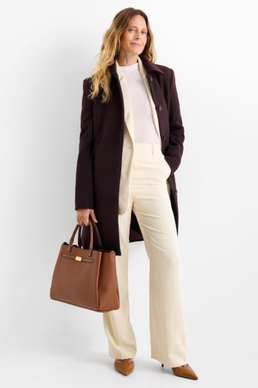 Femei - Pantaloni office - talie înaltă - regular fit - alb-crem