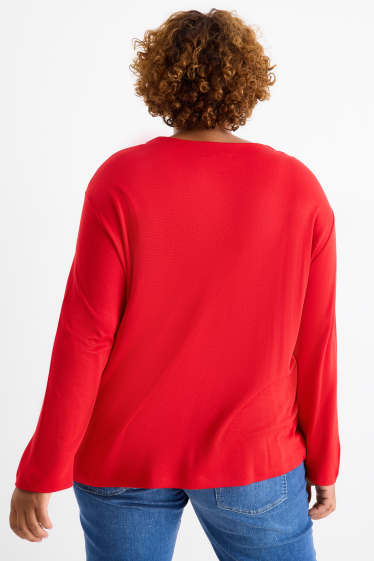 Femei - Tricou cu mânecă lungă - relaxed fit - roșu