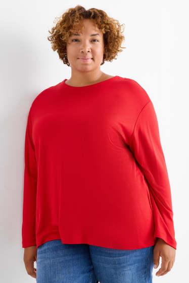 Femei - Tricou cu mânecă lungă - relaxed fit - roșu