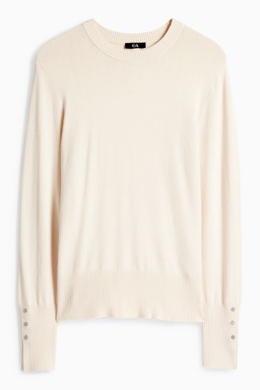 Dámské - Svetr z jemného úpletu - krémové barvy