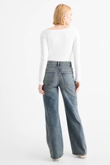 Femei - Wide leg jeans - talie medie - denim-albastru deschis