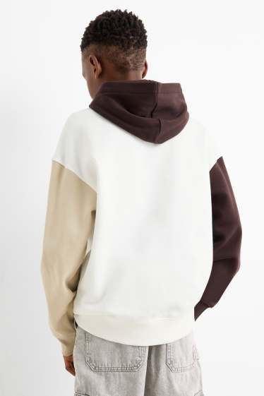 Kinder Buben - Hoodie - braun / cremeweiß