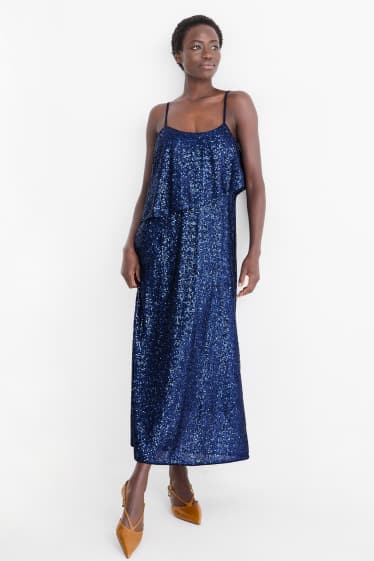 Femei - Rochie cu paiete - straight fit - albastru închis