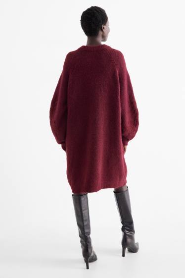 Damen - Strickkleid - Straight Fit - dunkelrot