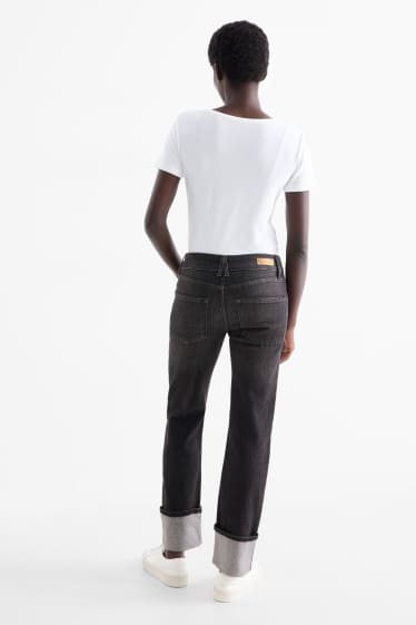 Femei - Crop straight jeans - talie medie - LYCRA® - denim-gri