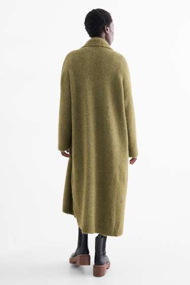 Femei - Cardigan tricotat lung - verde