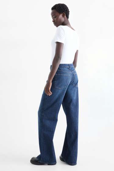 Femei - Wide leg jeans - talie înaltă - denim-albastru