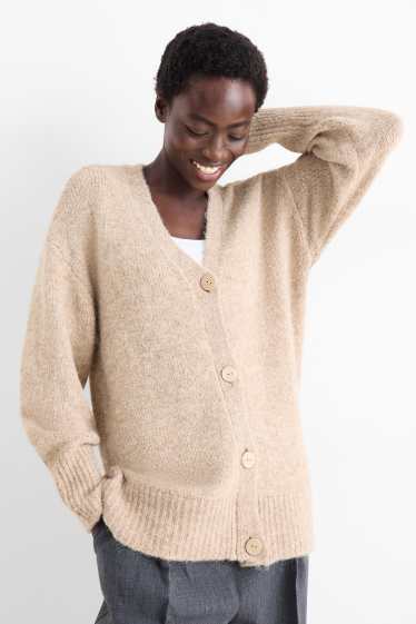 Femei - Cardigan tricotat - bej