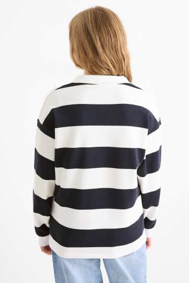 Copii - Fete - Cinnamoroll - tricou polo - cu dungi - alb / negru