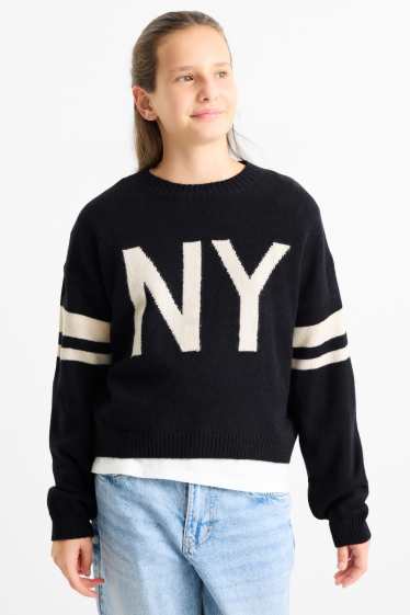 Copii - Fete - New York - pulover - albastru închis