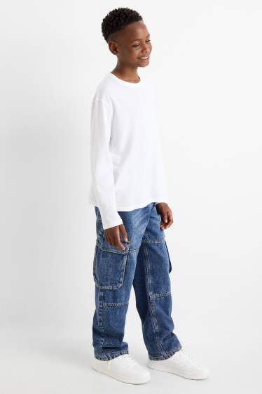 Copii - Băieți - Cargo jeans - jeans termoizolanți - denim-albastru