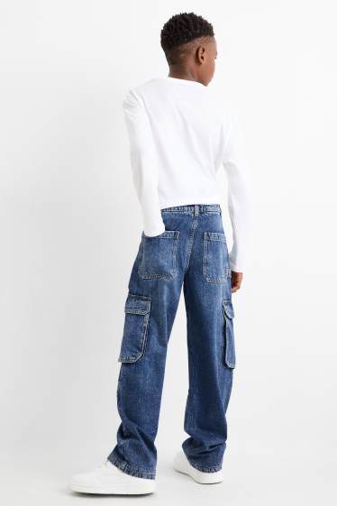 Copii - Băieți - Cargo jeans - jeans termoizolanți - denim-albastru