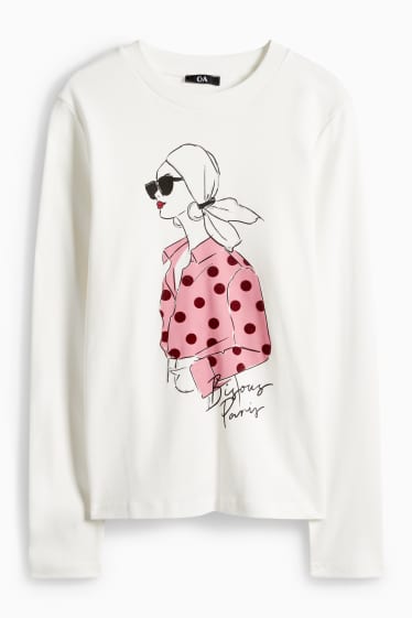 Femei - Tricou cu mânecă lungă - regular fit - alb