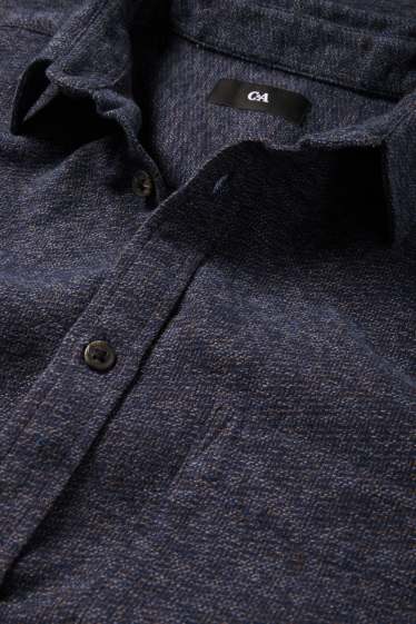 Bărbați - Cămașă din flanel - regular fit - guler Kent - albastru închis