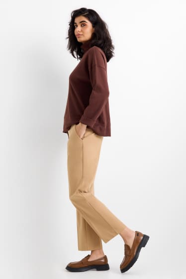 Damen - Stoffhose - Mid Waist - Straight Fit - beige