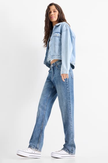Femei - Straight jeans - talie joasă - denim-albastru
