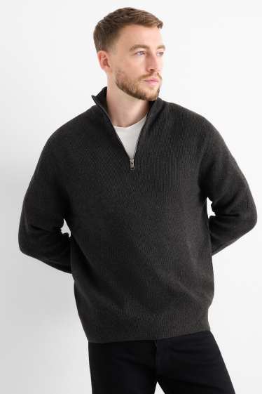 Uomo - Maglione - a coste - nero