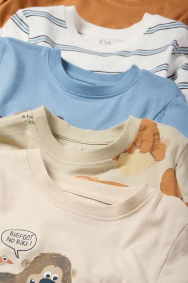 Copii - Băieți - Multipack 5 buc. - urs și bigfoot - tricou cu mânecă lungă - bej deschis