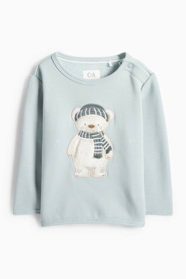 Unisex - Urs polar - bluză de molton bebeluși - căptușiți cu pluș - turcoaz deschis