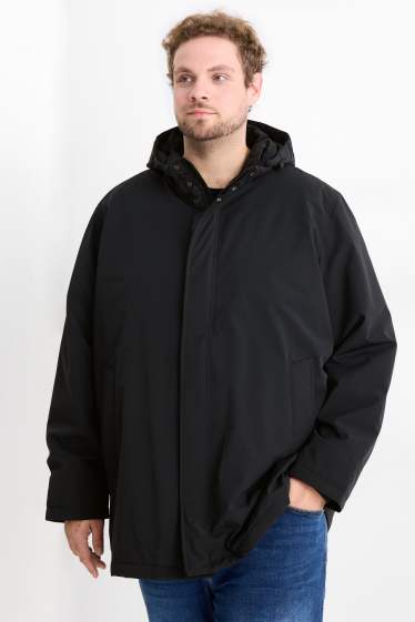 Bărbați - Parka cu glugă - căptușită - rezistentă la apă - negru