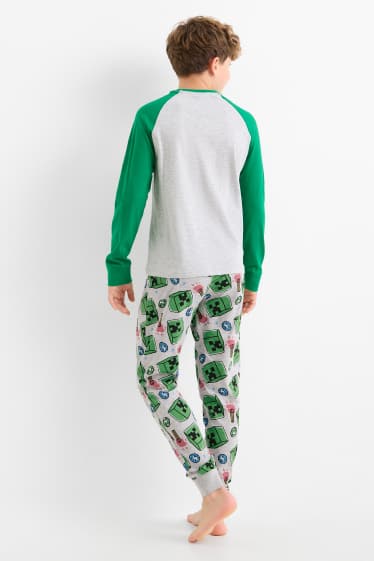 Copii - Băieți - Minecraft - pijama - 2 piese - verde / gri