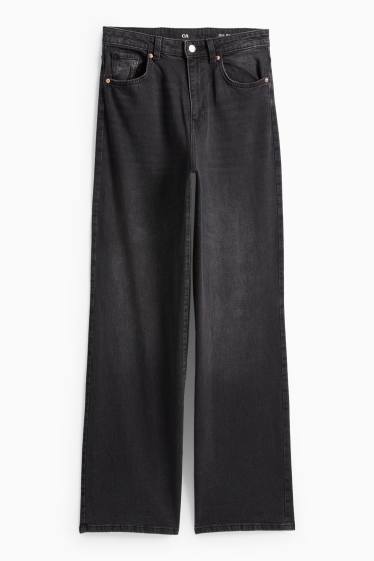 Femei - Wide leg jeans - talie înaltă - denim-gri închis