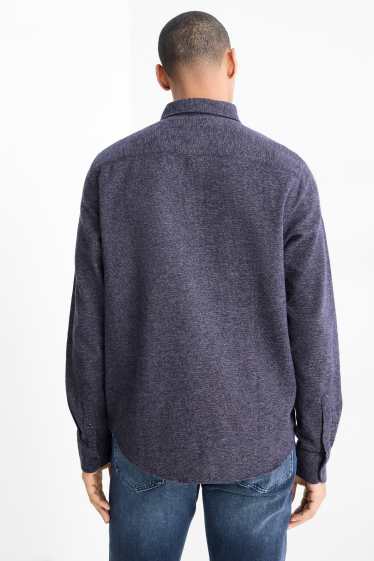 Bărbați - Cămașă din flanel - regular fit - guler Kent - albastru închis