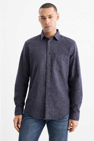 Bărbați - Cămașă din flanel - regular fit - guler Kent - albastru închis