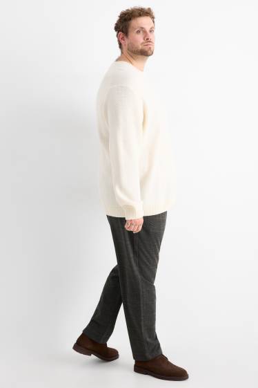 Bărbați - Chino - tapered fit - în carouri - gri închis