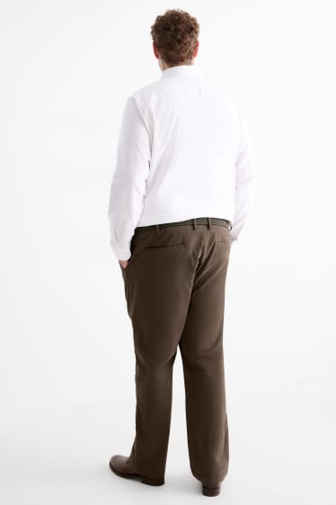 Heren - Broek met riem - regular fit - donkergroen