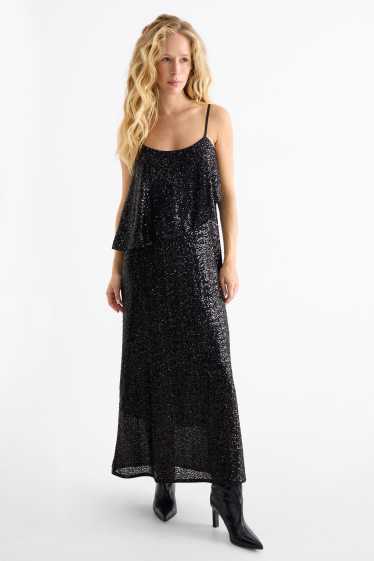Femei - Rochie cu paiete - straight fit - negru