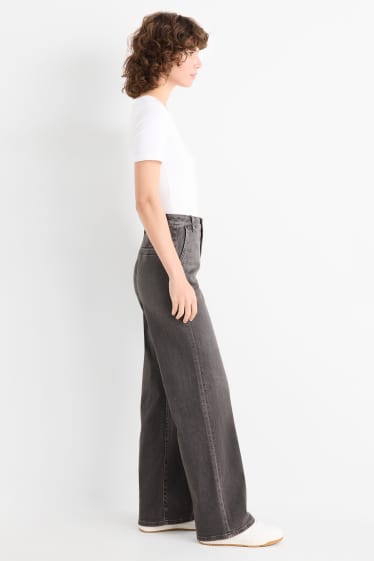 Femei - Wide leg jeans - talie înaltă - LYCRA® - denim-gri închis