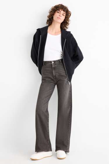 Femei - Wide leg jeans - talie înaltă - LYCRA® - denim-gri închis