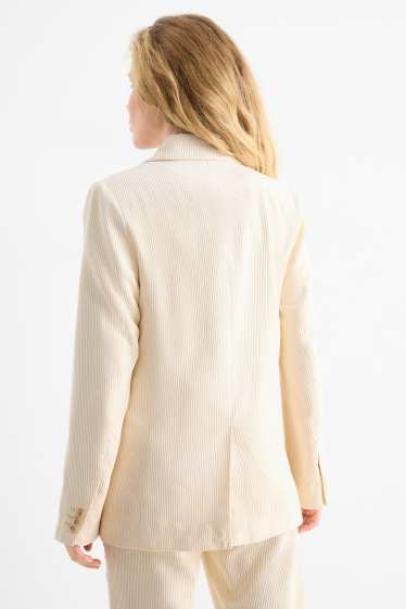 Femei - Blazer lung din catifea reiată - regular fit - crem
