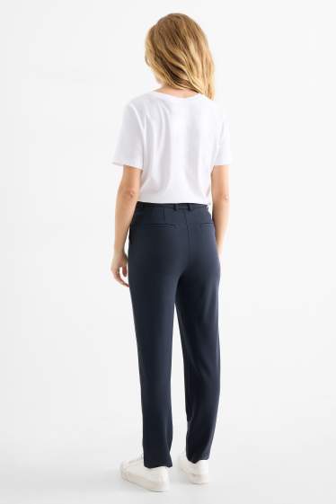 Femei - Pantaloni de stofă - talie înaltă - tapered fit - albastru închis
