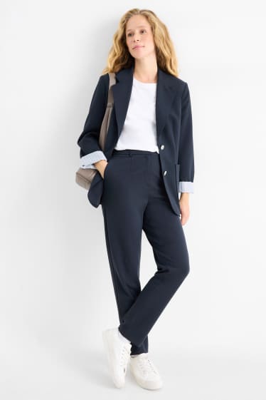 Femei - Pantaloni de stofă - talie înaltă - tapered fit - albastru închis