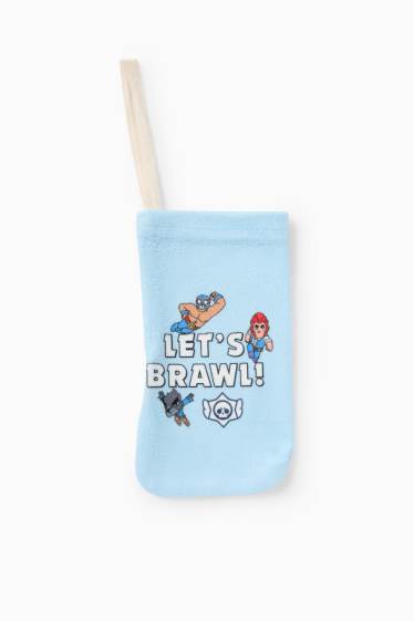 Copii - Băieți - Brawl Stars - set - pijama fleece și gentuță pentru telefon mobil - 3 piese - alb / albastru deschis