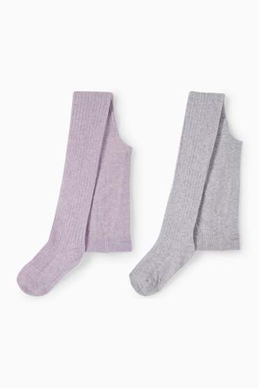 Copii - Fete - Multipack 2 perechi - dresuri - reiate - violet deschis