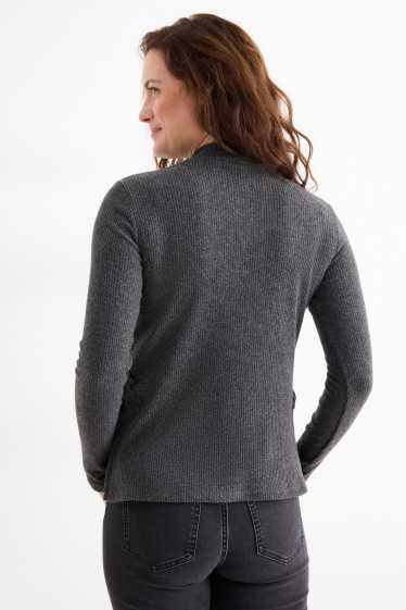 Donna - Maglia a maniche lunghe - regular fit - a coste - grigio scuro