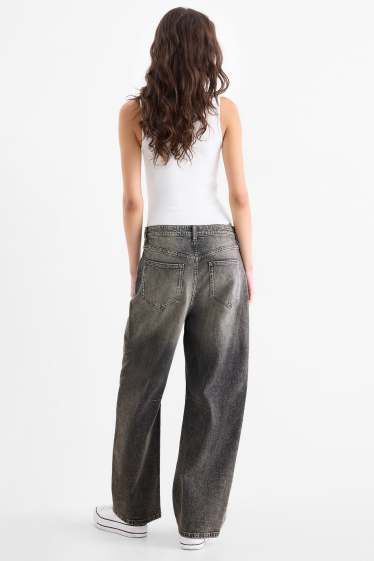Femei - Balloon jeans - talie medie - denim-gri închis