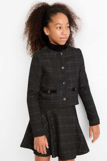 Copii - Fete - Blazer din bouclé - în carouri - negru